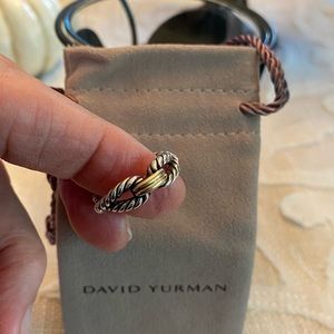 David Yurman Cable Loop ring in SS and 18k gold. Size 6